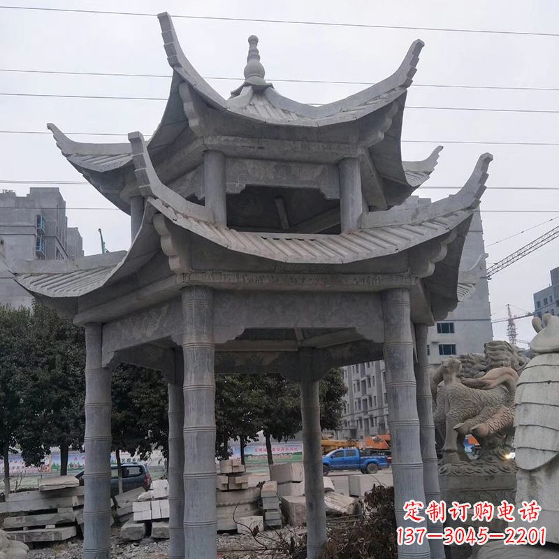 上海双层八角石雕凉亭