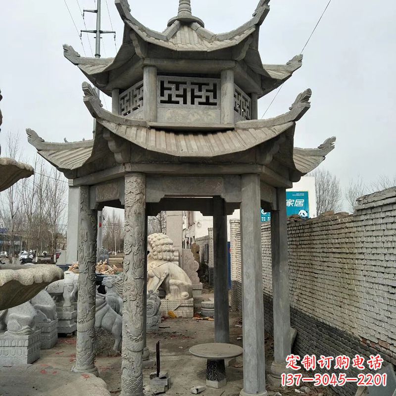上海双层大理石凉亭雕塑