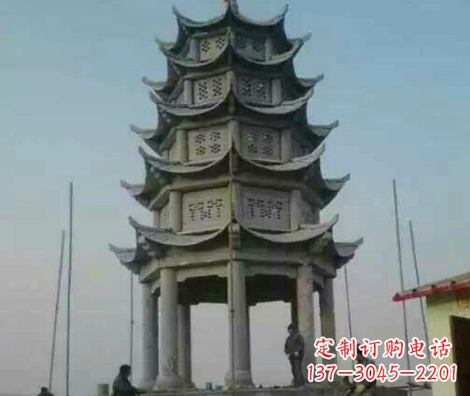 上海双层大理石凉亭石雕 (2)