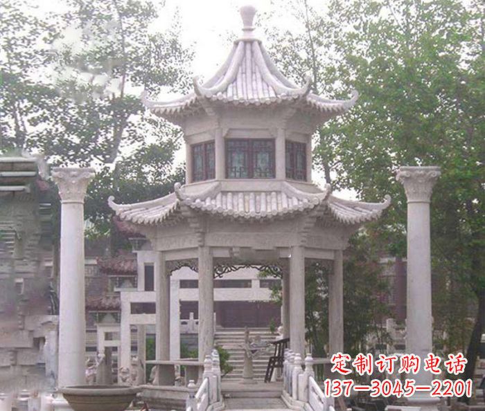 上海双层仿古凉亭石雕 (3)