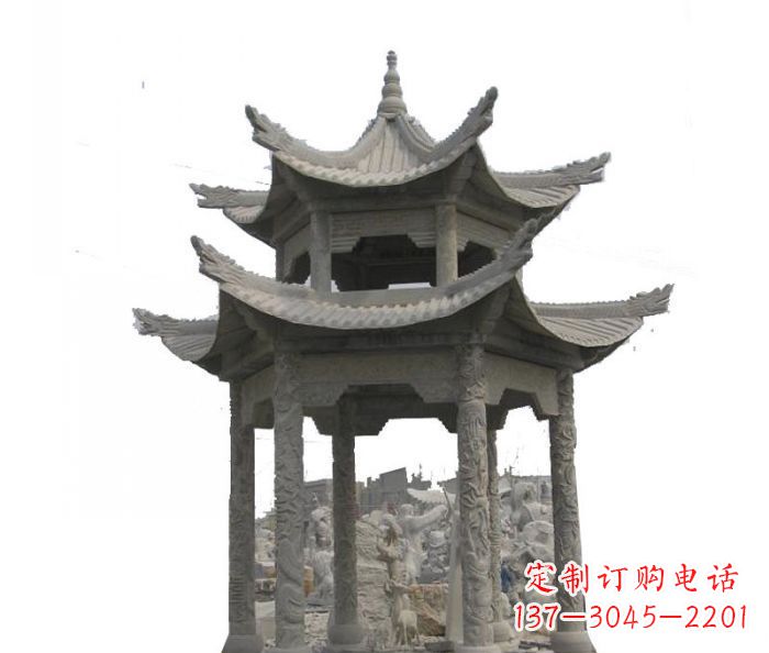 上海双层仿古石雕凉亭 (2)