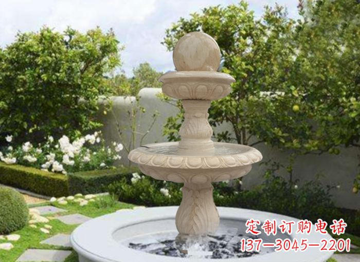 上海双层风水球喷泉别墅石雕
