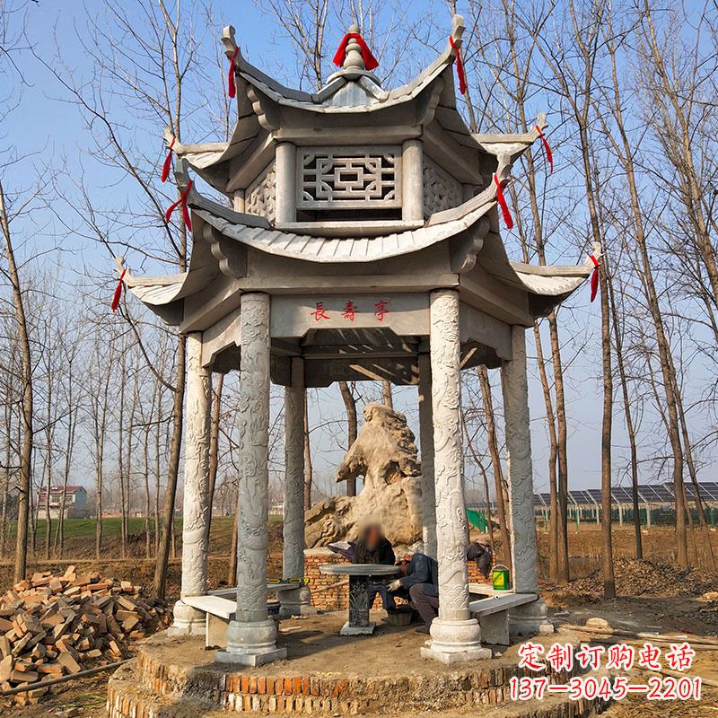 上海双层六角石凉亭