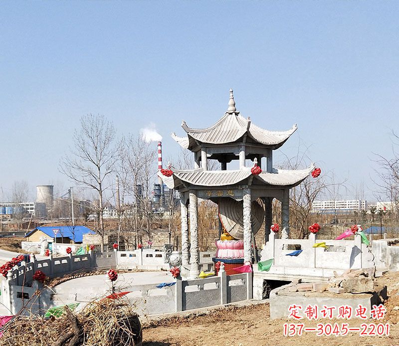 上海双层石凉亭石雕 (2)