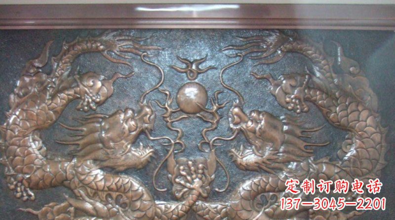 上海双龙戏珠锻铜浮雕
