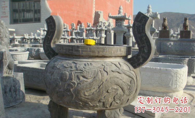 上海双龙戏珠浮雕香炉铜雕