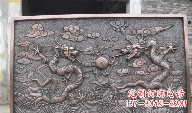 上海双龙戏珠铸铜壁画铜浮雕