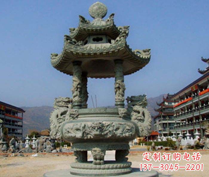 上海寺庙景观仿古石香炉