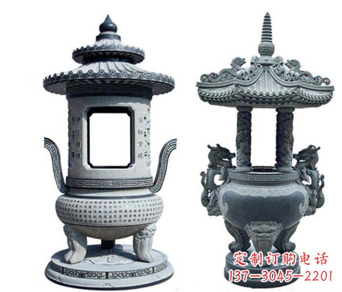 上海寺庙景观仿古香炉石雕