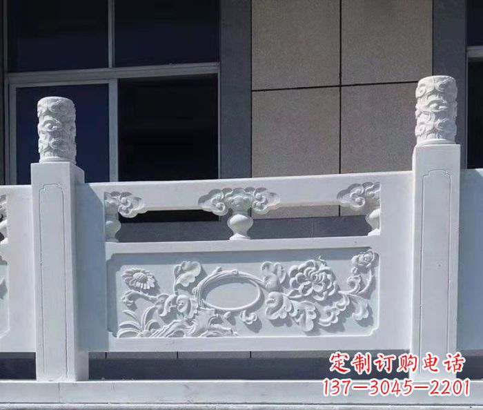 上海寺庙景观汉白玉石浮雕栏板 (4)