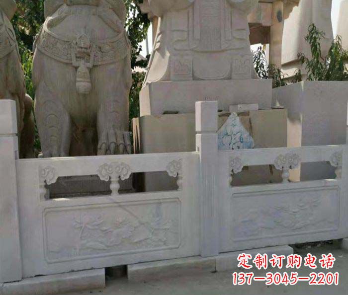 上海寺庙景观汉白玉石浮雕栏板