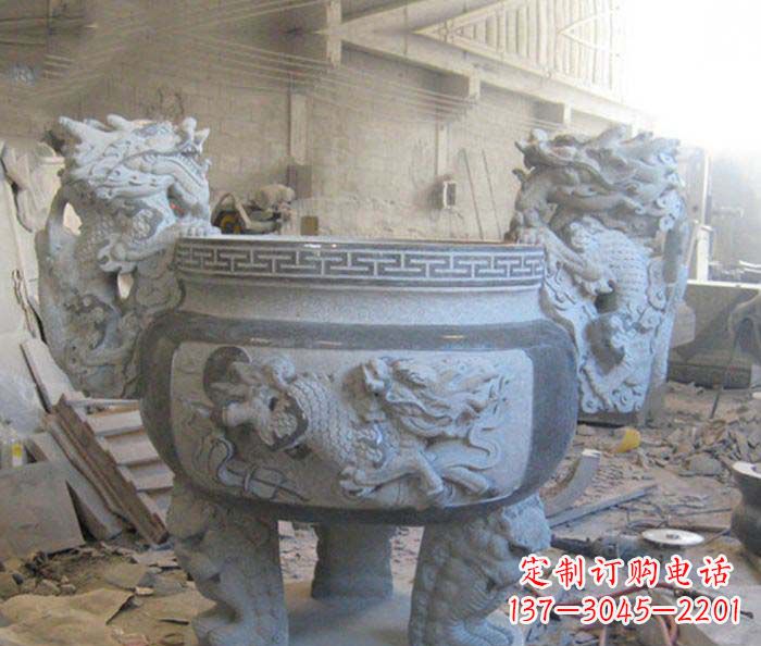 上海寺庙景观龙头水缸石雕