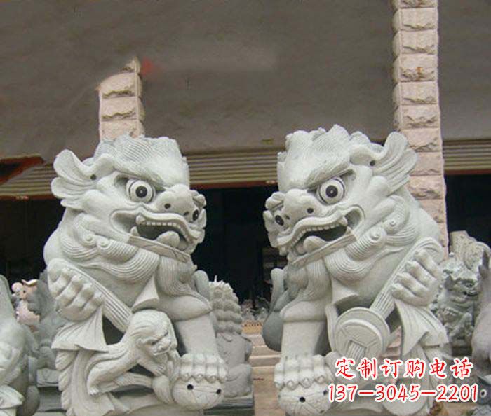 上海寺庙景观南方狮子石雕 (2)