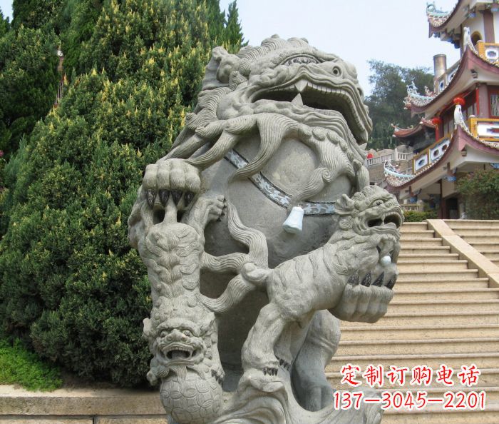 上海寺庙景观狮子石雕