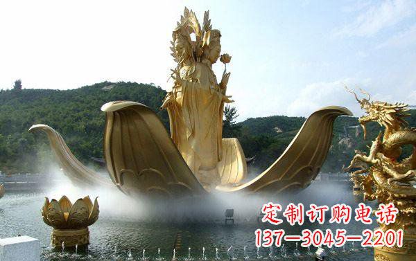 上海寺庙三面观音雕像