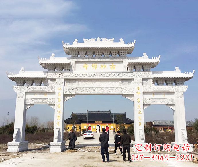 上海寺庙三门五楼石牌坊石雕_2