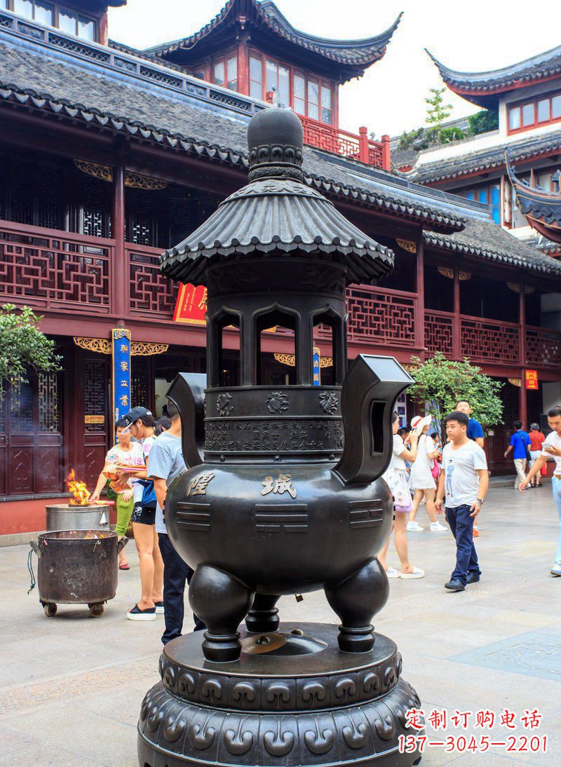 上海寺庙铜香炉铜雕 (2)