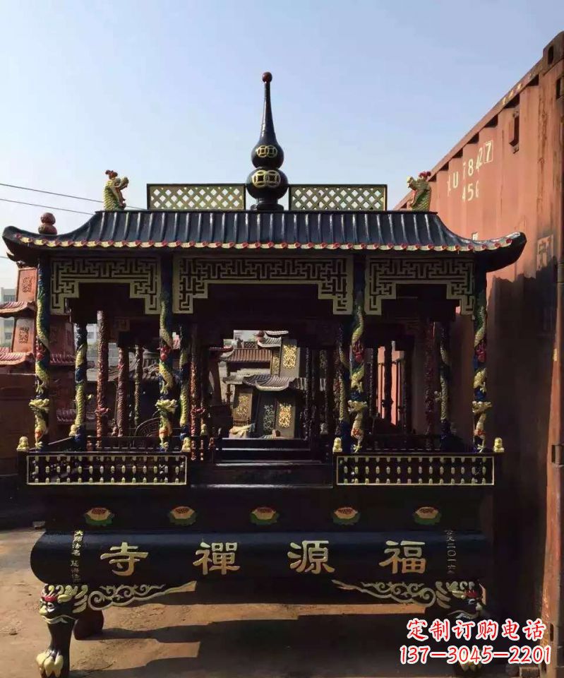 上海寺庙香炉铜雕 (2)