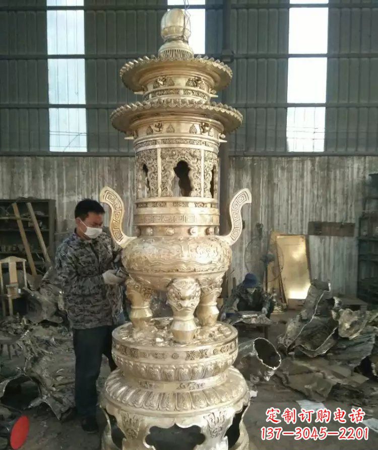 上海寺庙香炉铜雕 (5)
