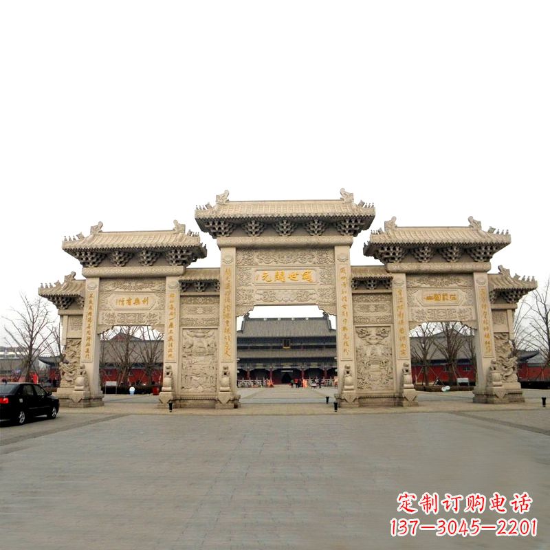 上海寺院景区石雕牌坊