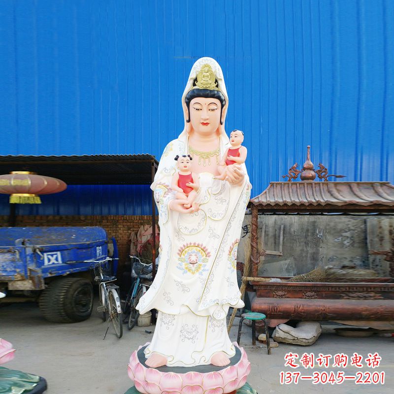 上海送子观音彩绘玻璃钢雕塑