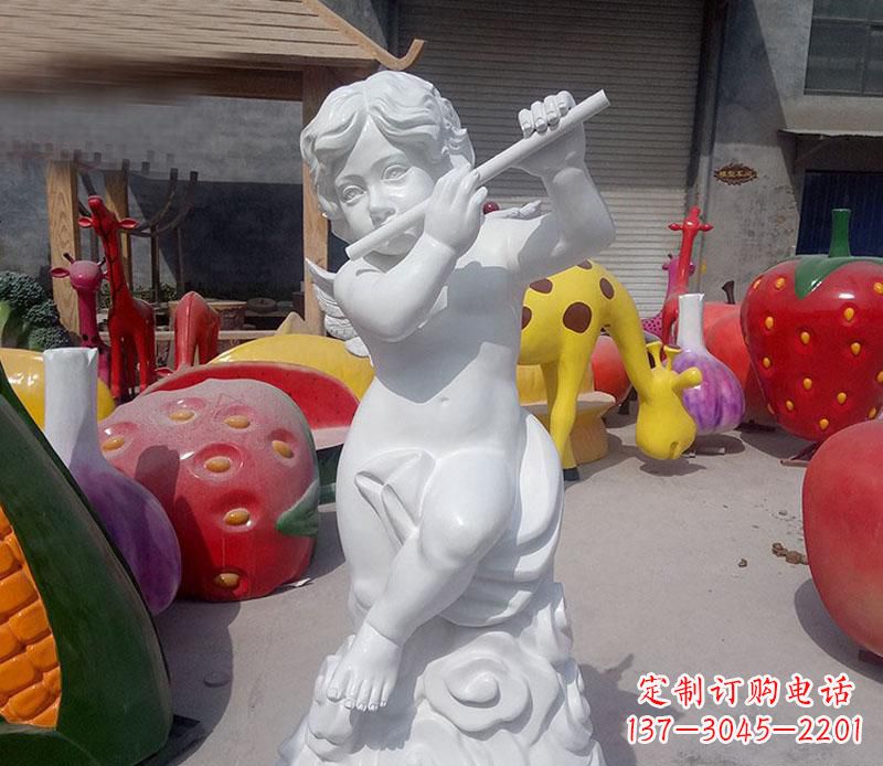 上海天使吹笛人物石雕