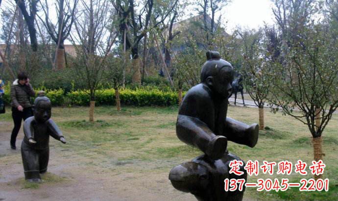 上海跳山羊公园人物铜雕