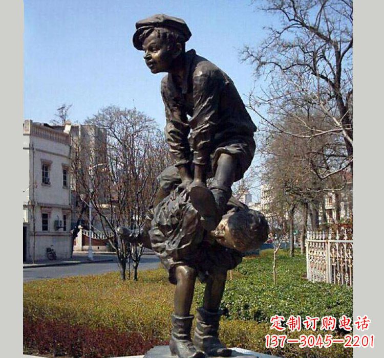 上海跳山羊人物铜雕