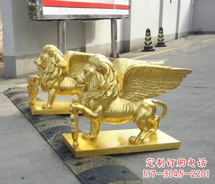 上海贴金圣马可飞狮铜雕