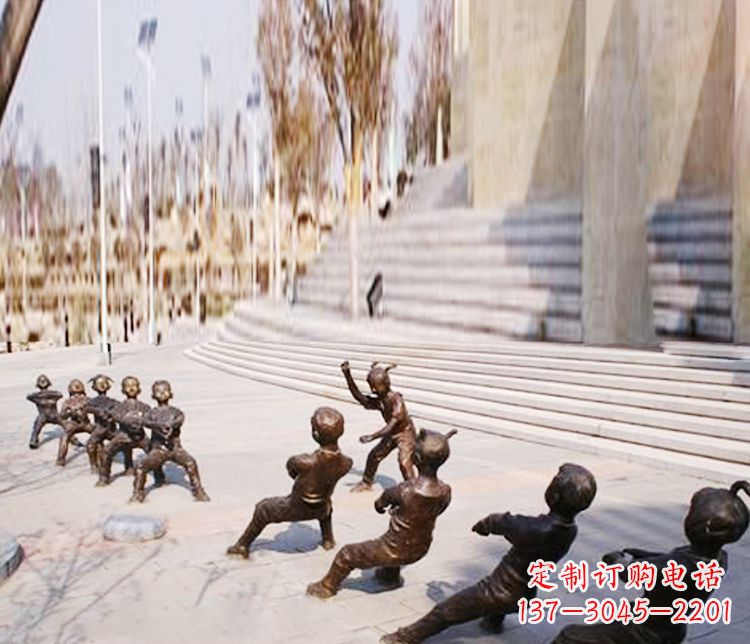 上海铜雕拔河儿童游戏雕塑
