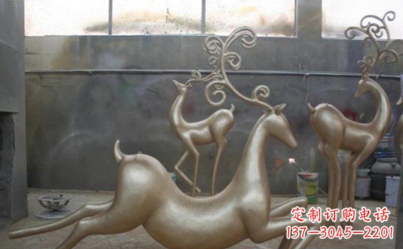 上海铜雕抽象树枝梅花鹿雕塑