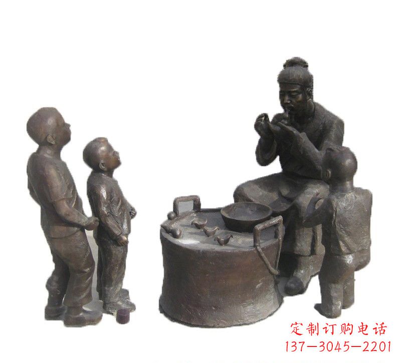 上海铜雕吹糖人的古代人物