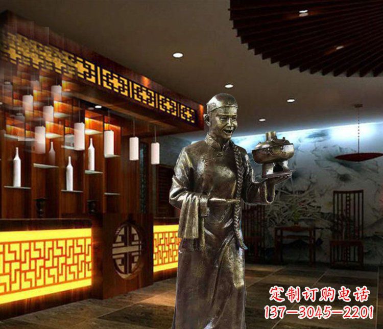 上海铜雕店小二小品人物雕塑