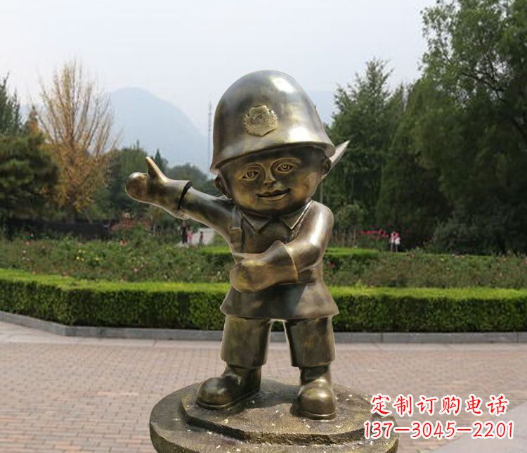 上海铜雕儿童交通警察