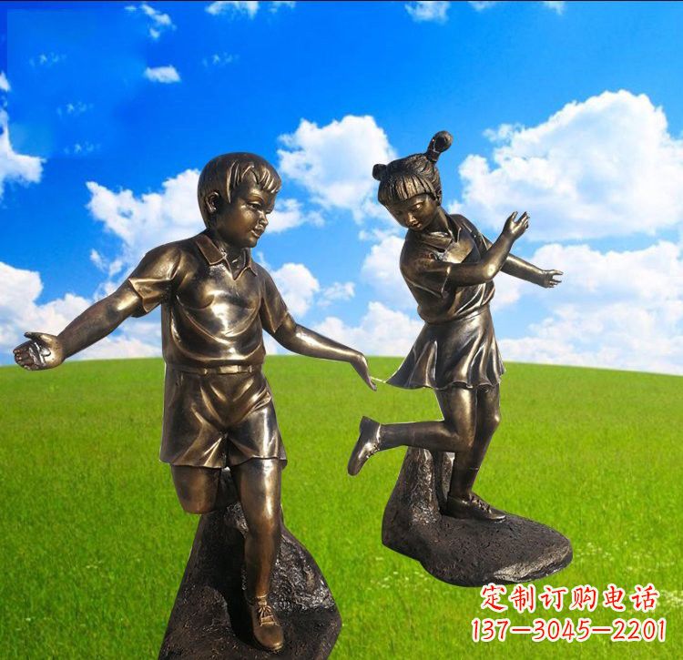 上海铜雕儿童踢毽子