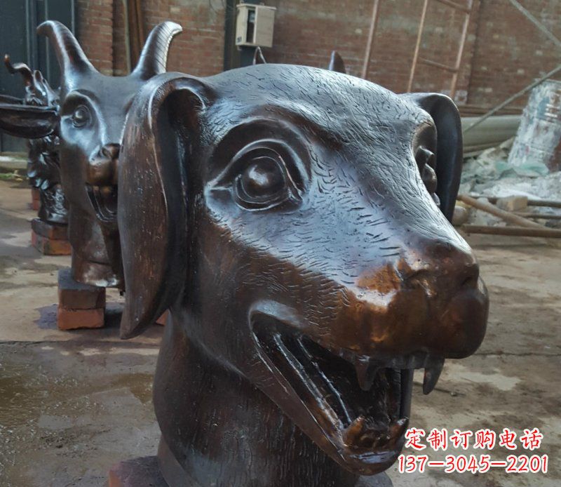上海铜雕广场生肖动物头像装饰摆件