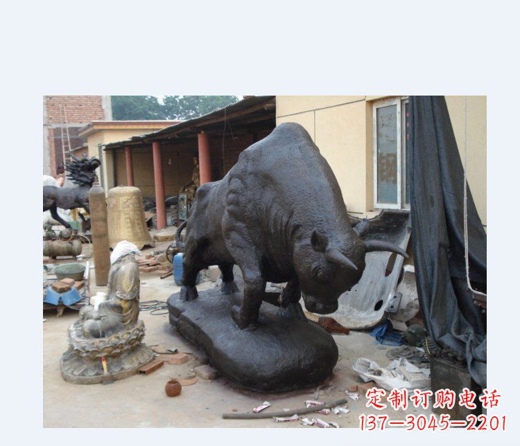 上海铜雕广场水牛动物雕塑