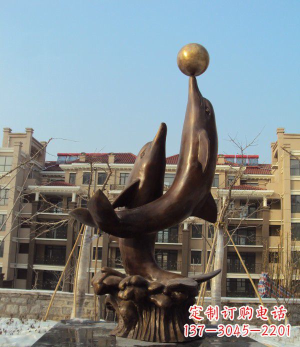上海铜雕海豚雕塑 (2)
