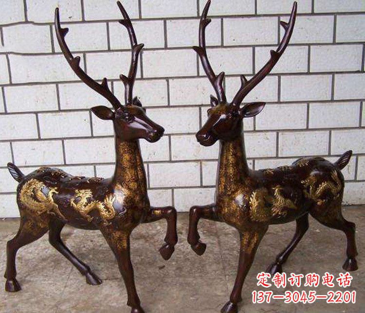 上海铜雕吉祥复古梅花鹿雕塑摆件
