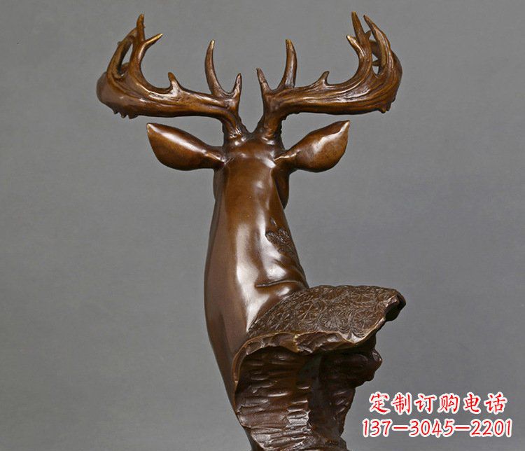 上海铜雕吉祥招财鹿头雕塑摆件