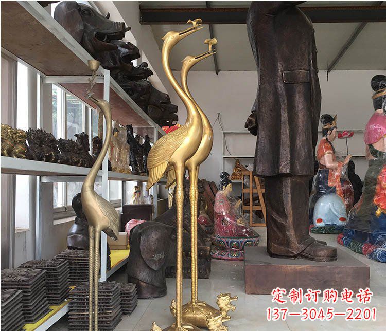 上海铜雕金属仙鹤动物雕塑