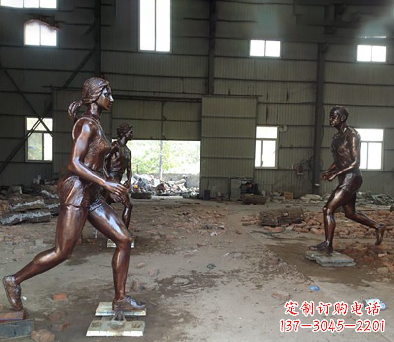 上海铜雕跑步女生