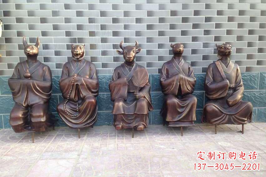 上海铜雕兽首人身十二生肖雕塑