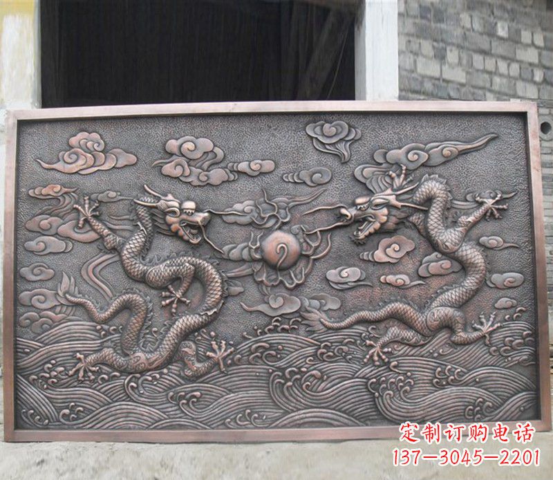 上海铜雕双龙壁画景观摆件