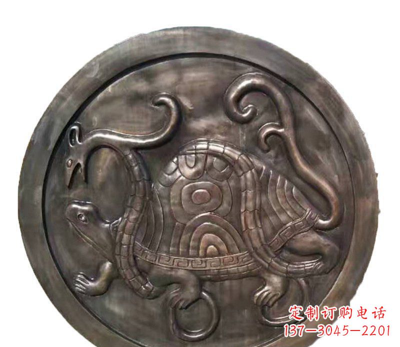 上海铜雕乌龟与蛇壁画摆件