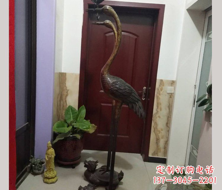 上海铜雕仙鹤踩龟雕塑摆件 (2)