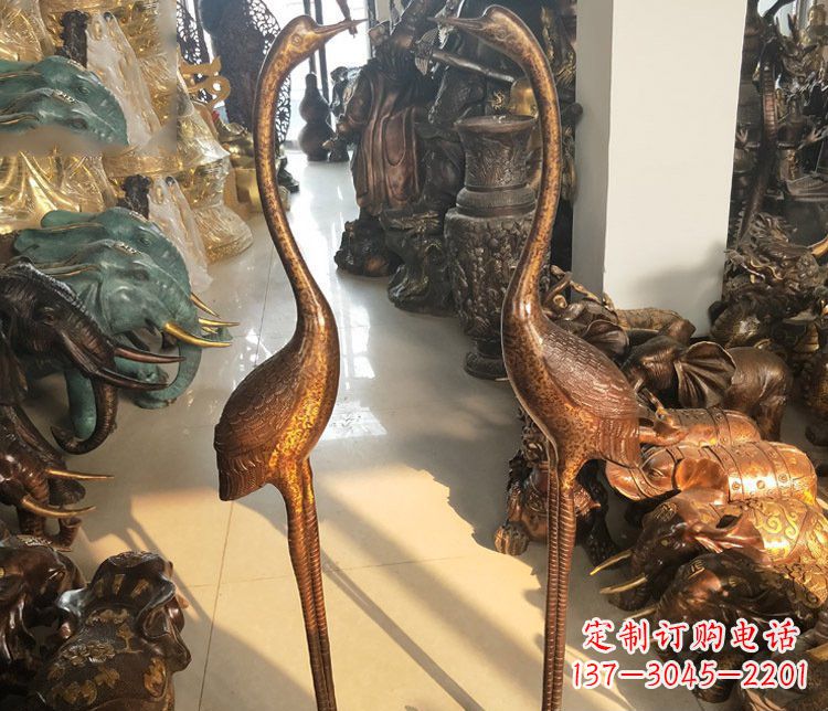 上海铜雕仙鹤踩龟雕塑摆件