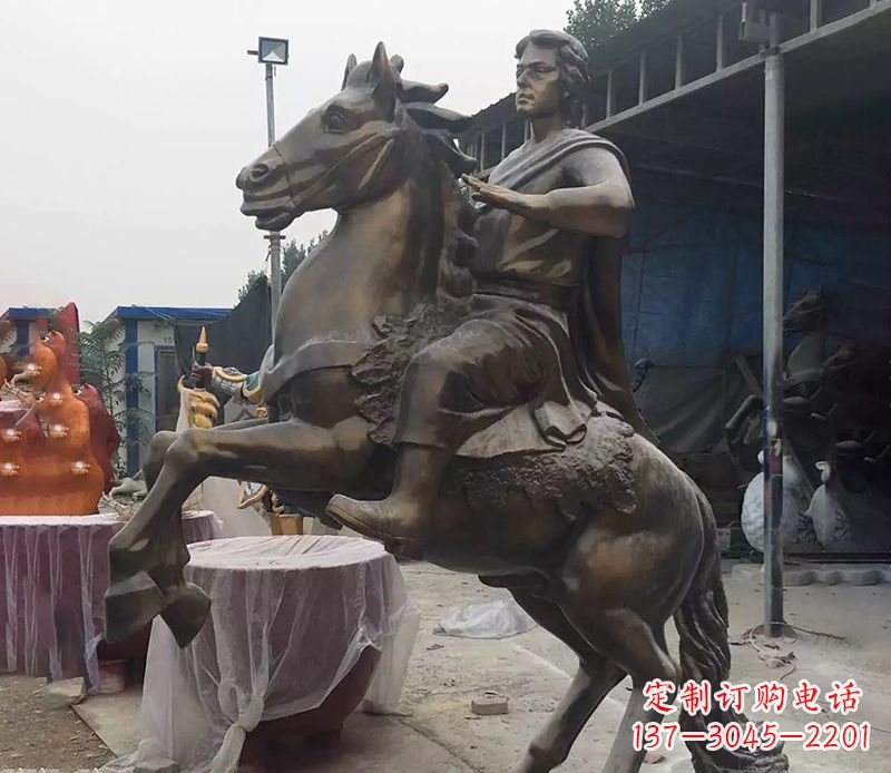 上海铜雕现代骑马人物公园景观