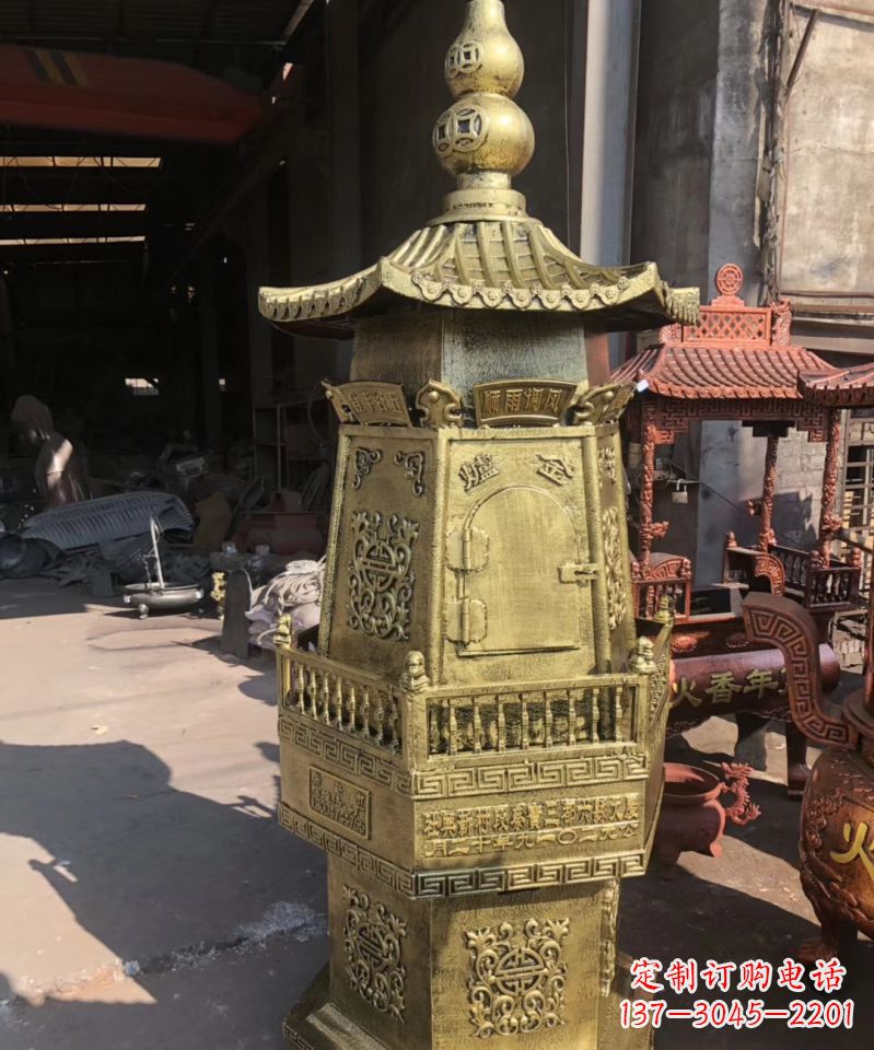 上海铜雕香炉塔寺庙摆件