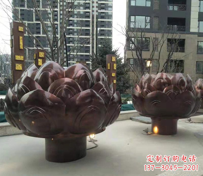 上海铜雕小区景观荷花
